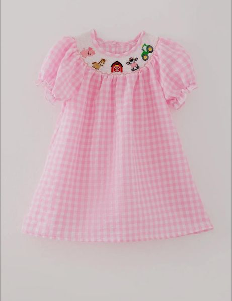 Pink Farm Animal Smock dress