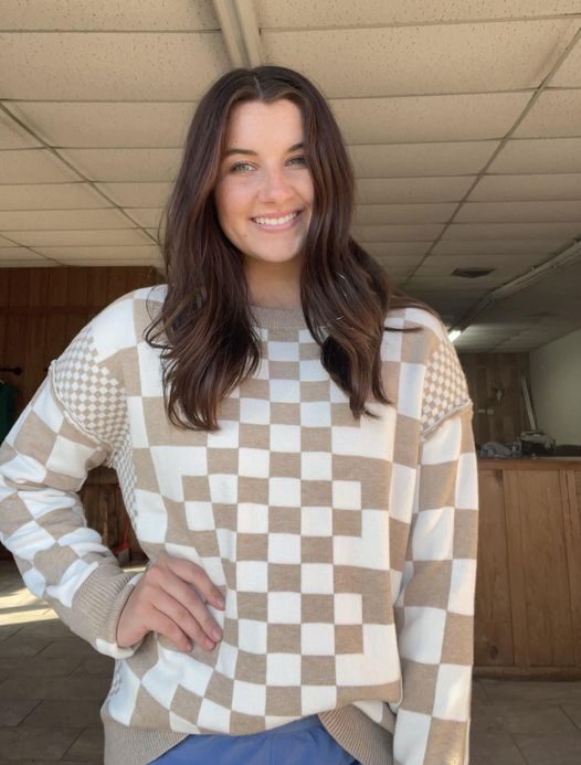 Ladies Checkered Sweater