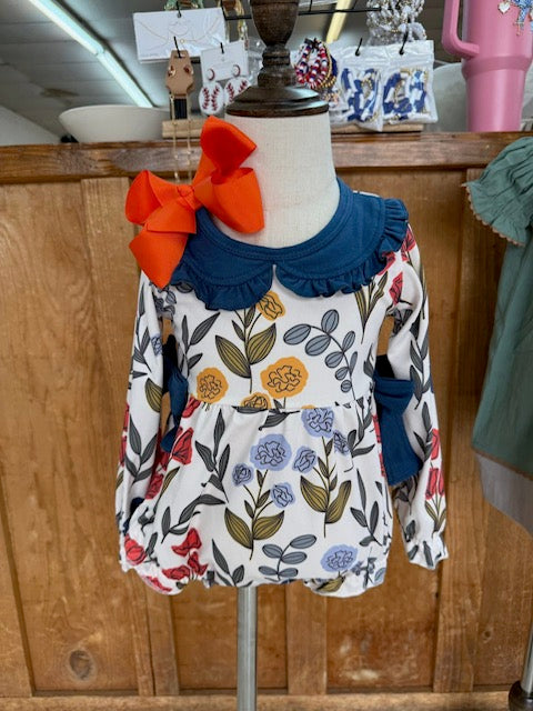 Girls Fall Floral Romper