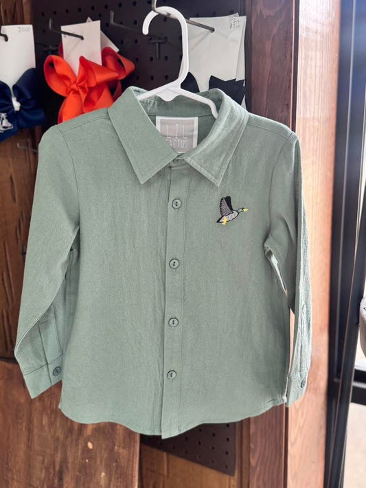 Boys Long Sleeve Duck Button up