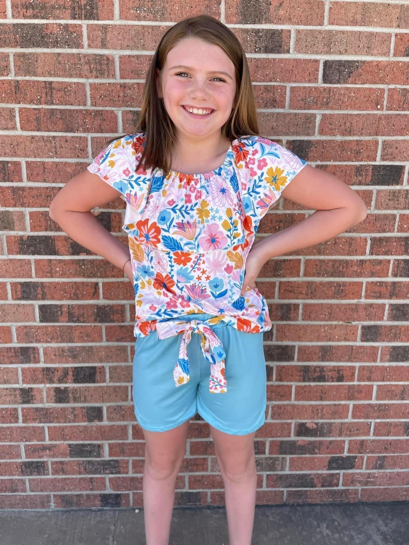 Girls Summer Flower Set Outfit