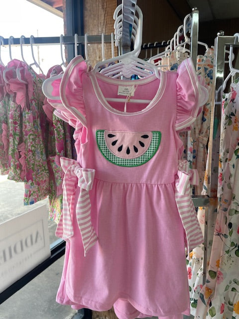 Little girls pink watermelon dress