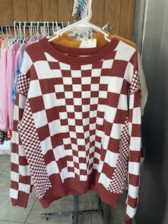 Ladies Checkered Sweater