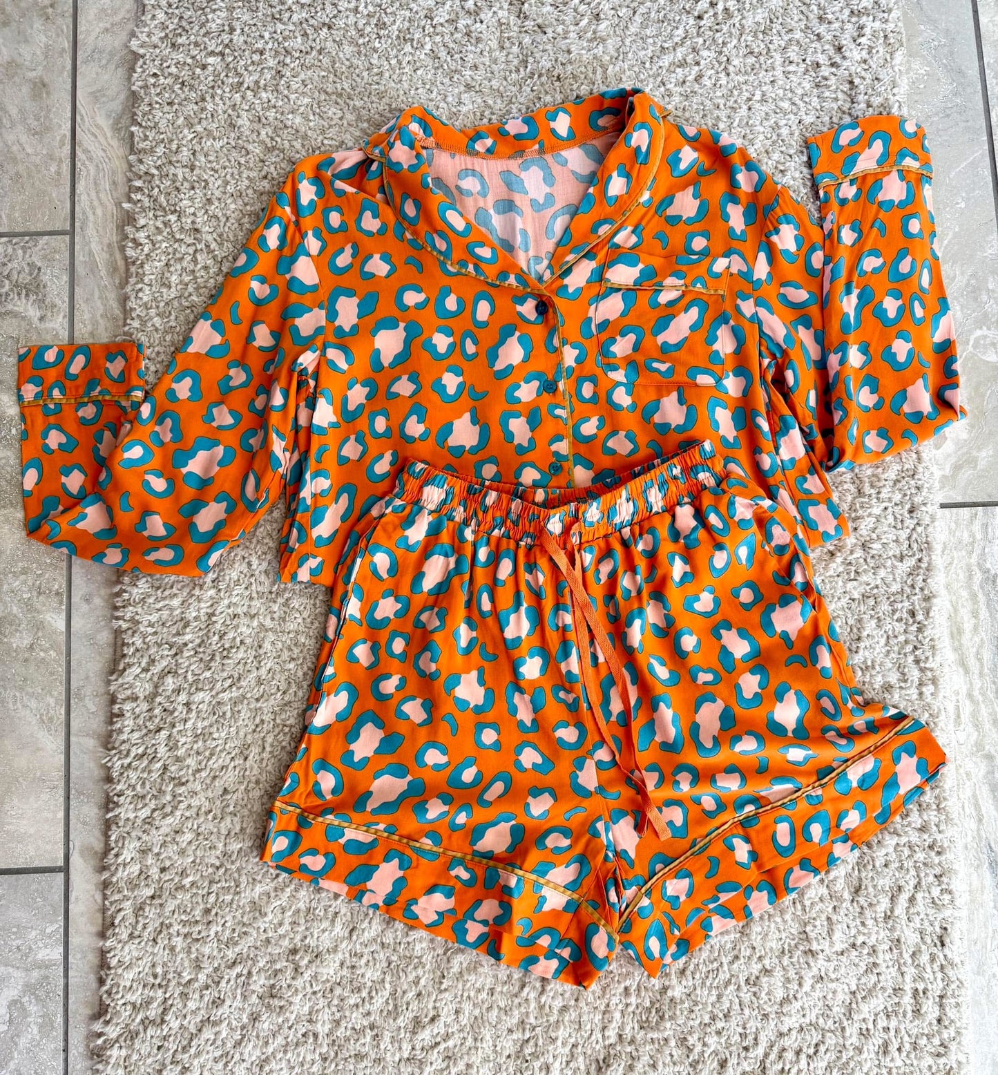 Orange Leopard PJ Set