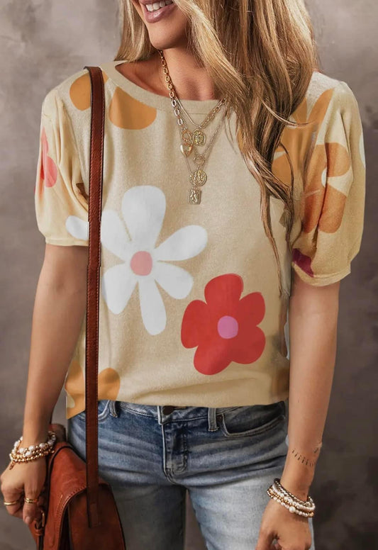 Tan Flower Top